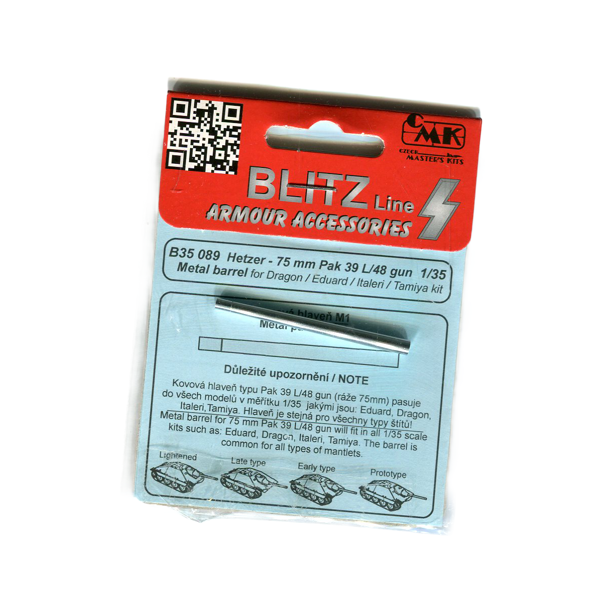 Hetzer 75mm Pak 39 L/48 gun - Metal barrel
